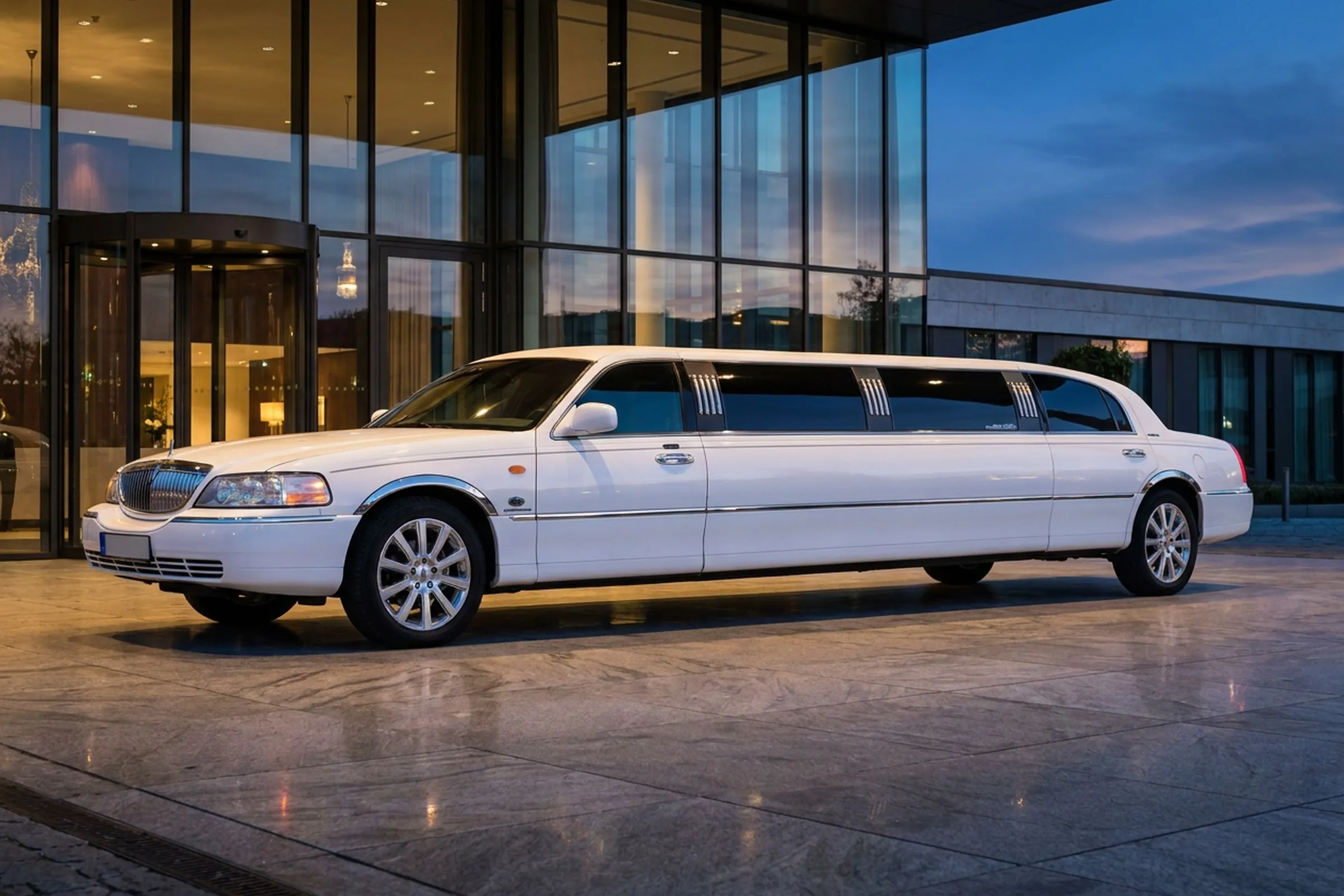 Lincoln Town Car Classic Stretchlimousine (Hintergrund KI-generiert)